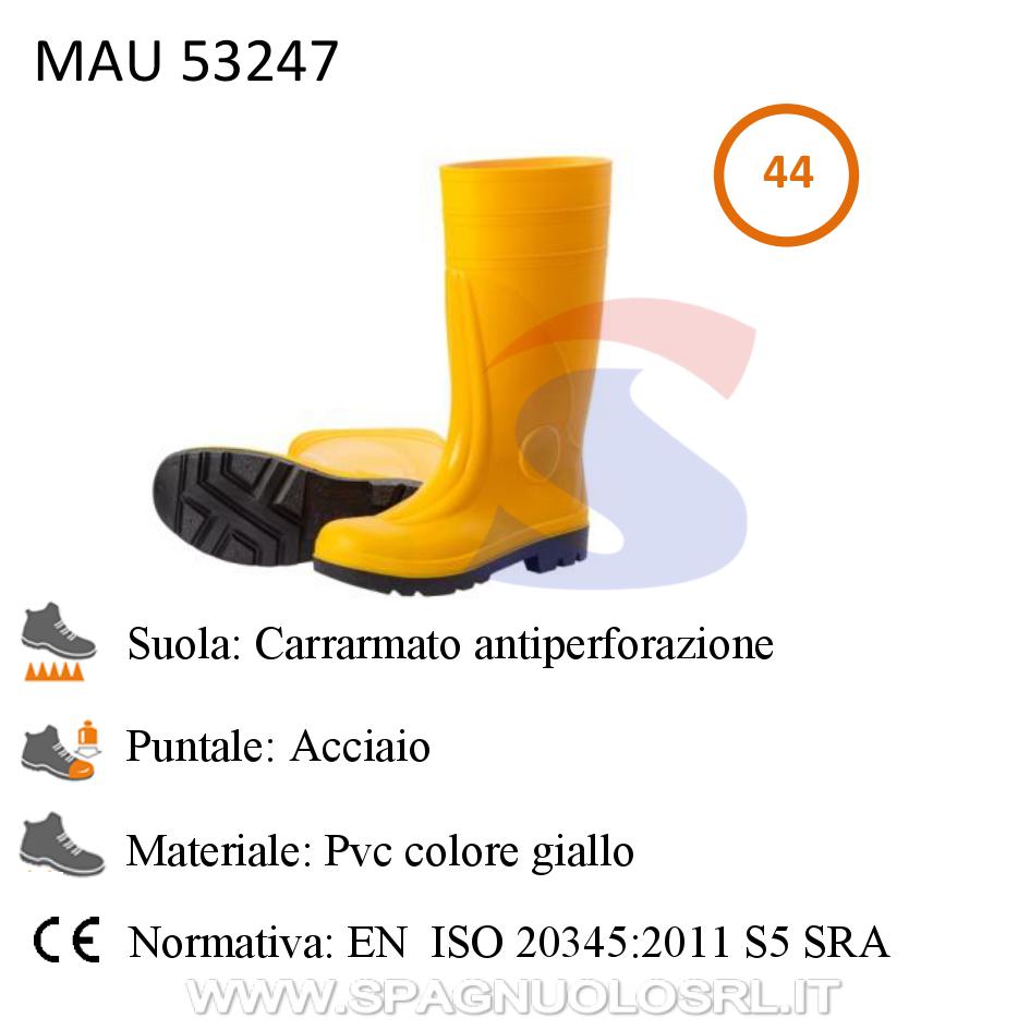 Stivali di sicurezza in PVC a ginocchio Numero 44, Giallo - MAU 53247