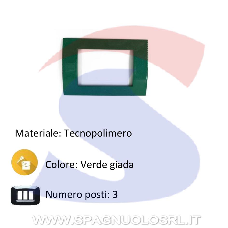 Placca rettangolare 3 posti di colore Verde giada - MARLANVIL 7833.T.V
