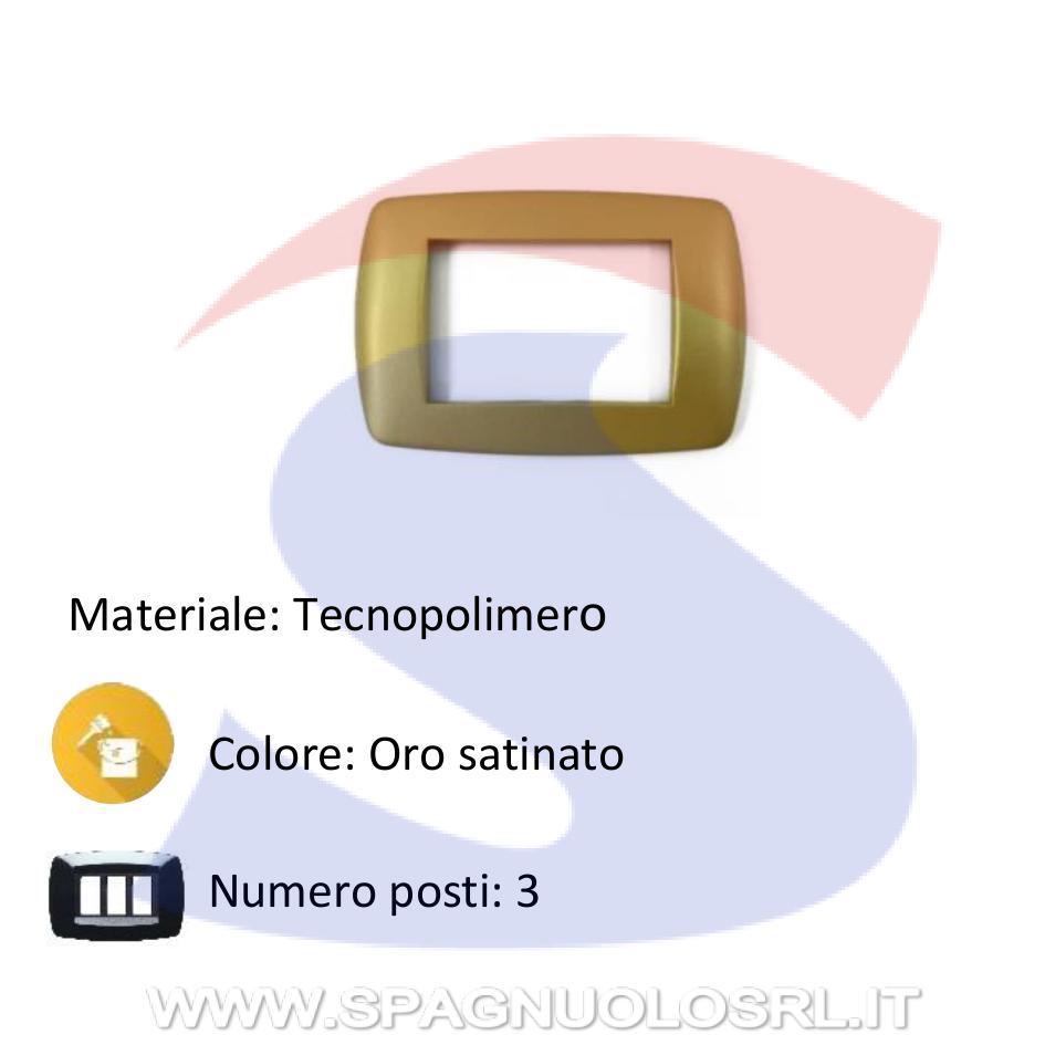 Placca rettangolare 3 posti di colore Oro satinato - MARLANVIL 7843.TG.OS