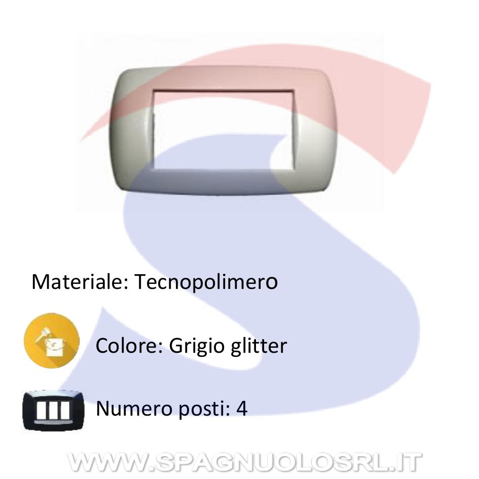 Placca rettangolare 4 posti di colore Grigio glitter - MARLANVIL 7844.T.GG