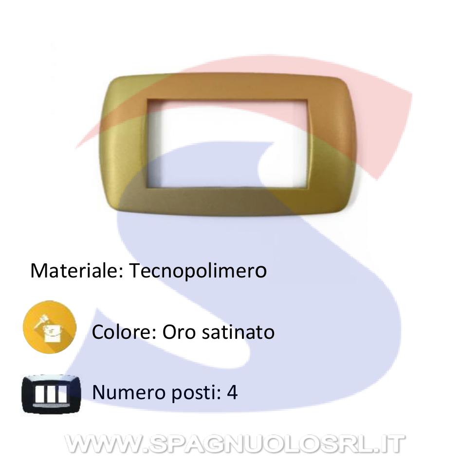 Placca rettangolare 4 posti di colore Oro satinato - MARLANVIL 7844.TG.OS