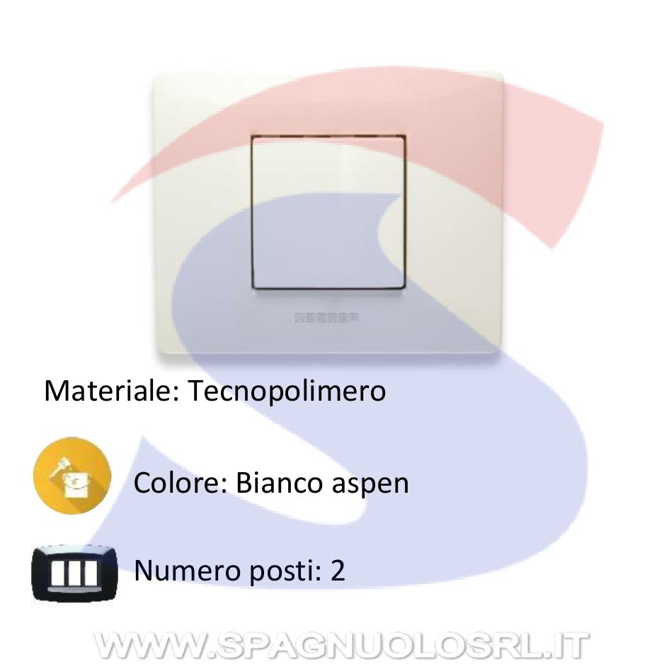Placca rettangolare 2 posti di colore Bianco Aspen serie Mix - MASTER 21MX102