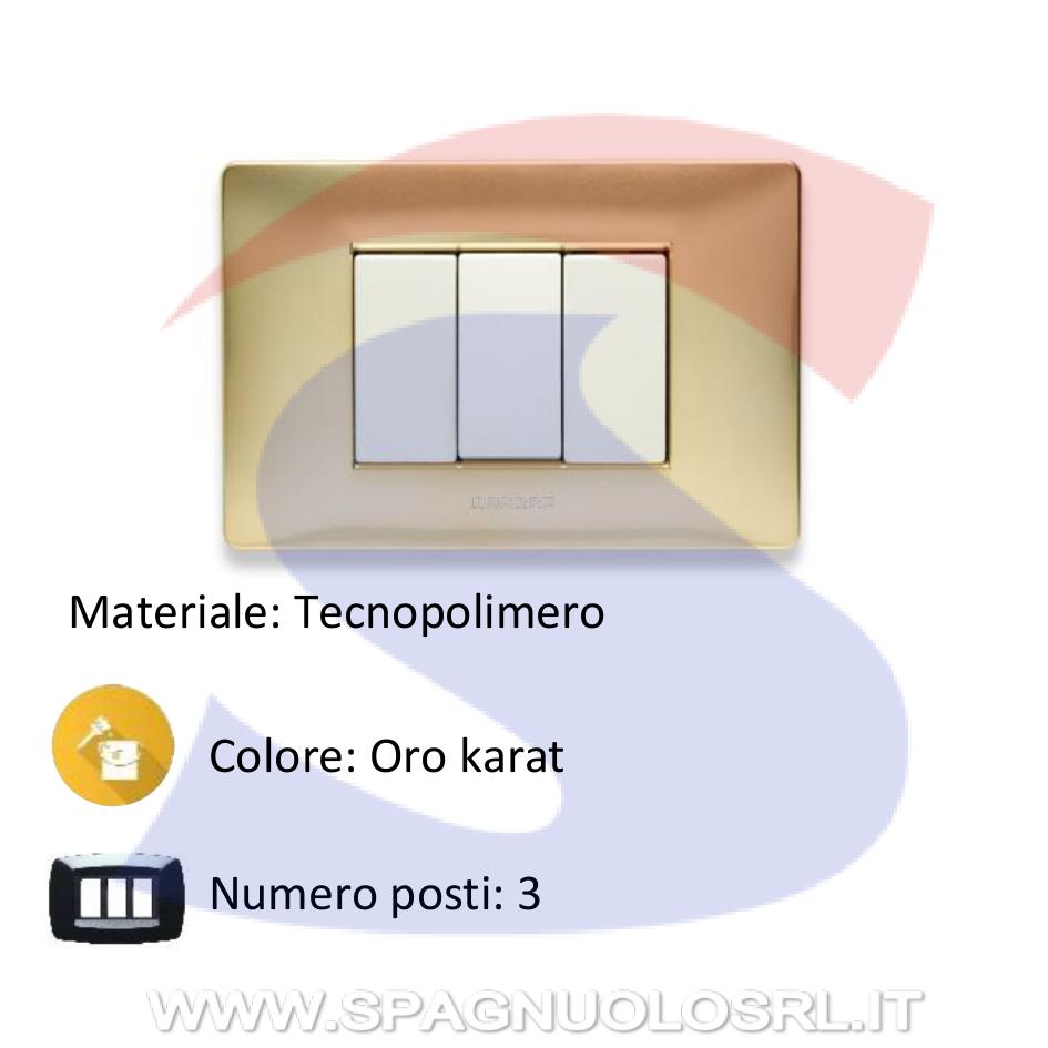Placca rettangolare 3 posti colore Oro Karat serie Mix - MASTER 21MX243