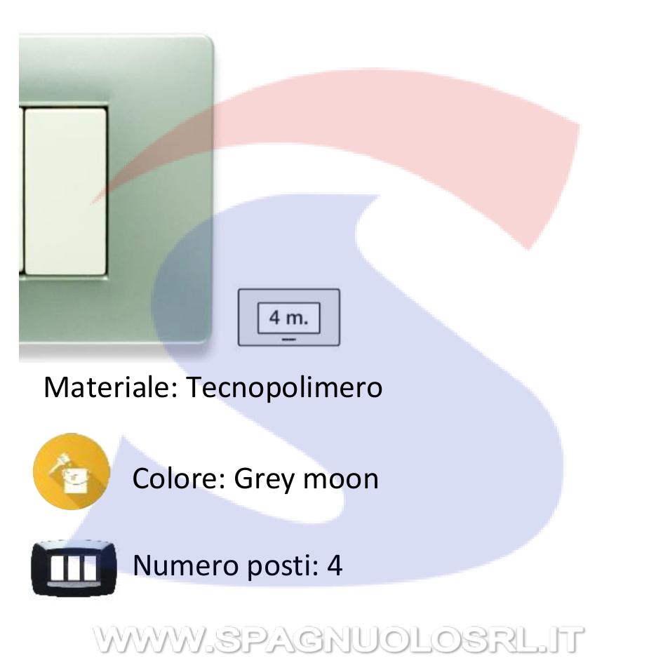 Placca rettangolare 4 posti colore Grey Moon serie Mix - MASTER 21MX254