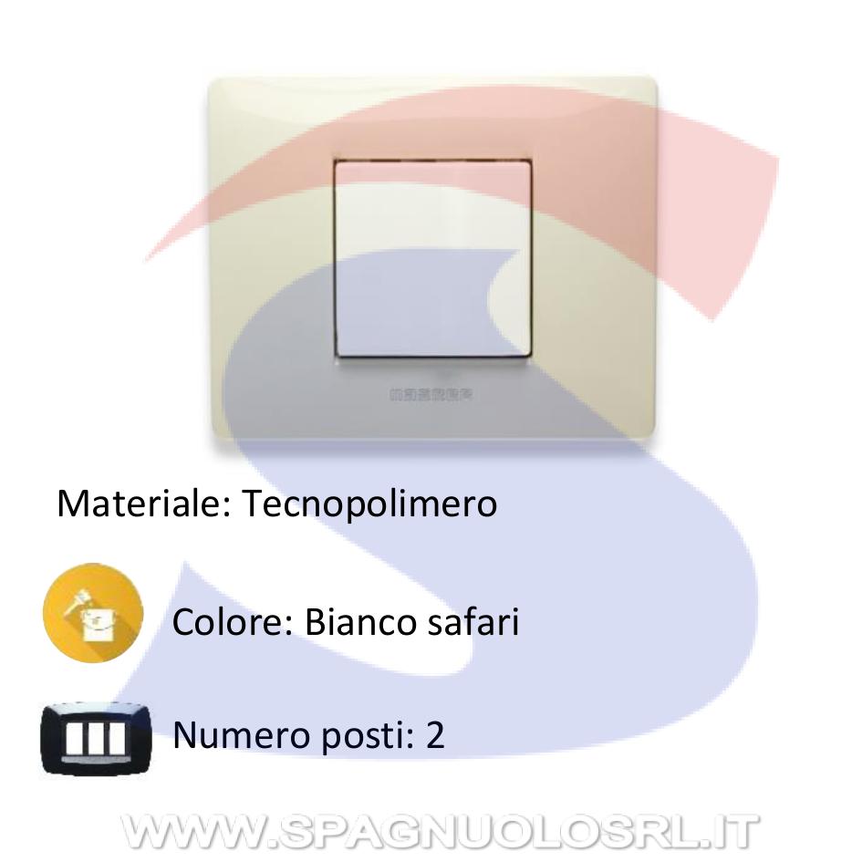 Placca rettangolare 2 posti colore Bianco Safari serie Mix - MASTER 21MX282