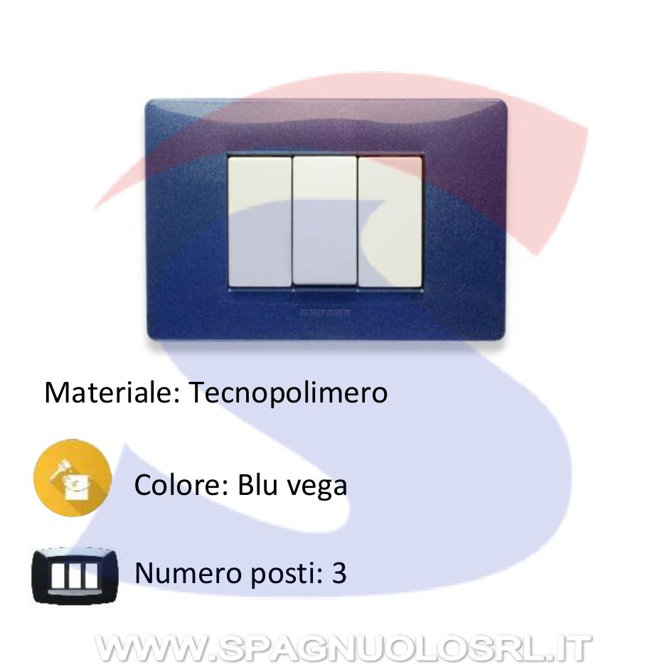 Placca rettangolare 3 posti colore Blu Vega serie Mix - MASTER 21MX353