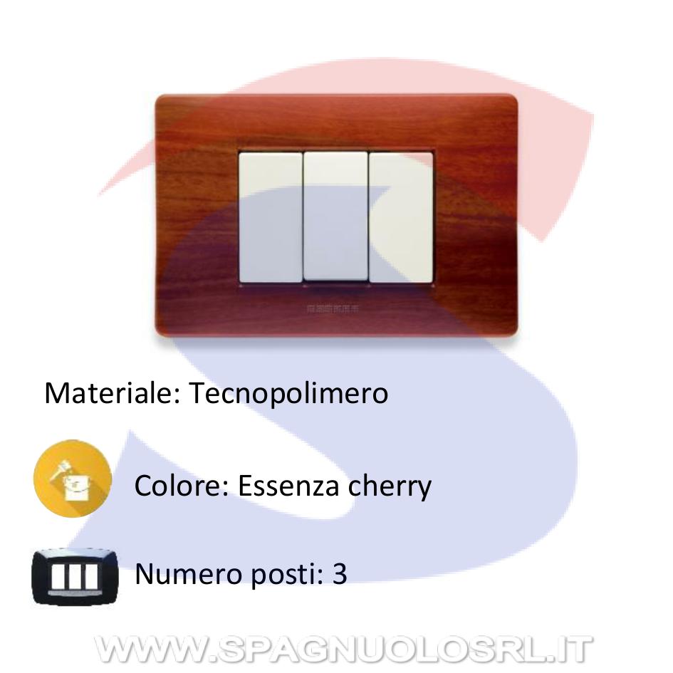 Placca rettangolare 3 posti colore Essenza Cherry serie Mix - MASTER 21MX413