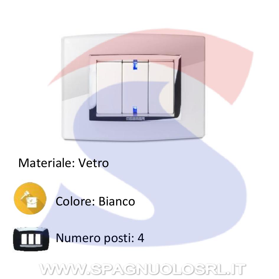 Placca in vetro Bianco rettangolare 4 posti serie Vitra - MASTER 22VBS104
