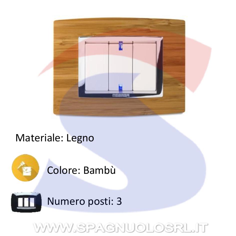 Placca in Legno Bambù rettangolare 3 posti serie Vitra - MASTER 22VBS483