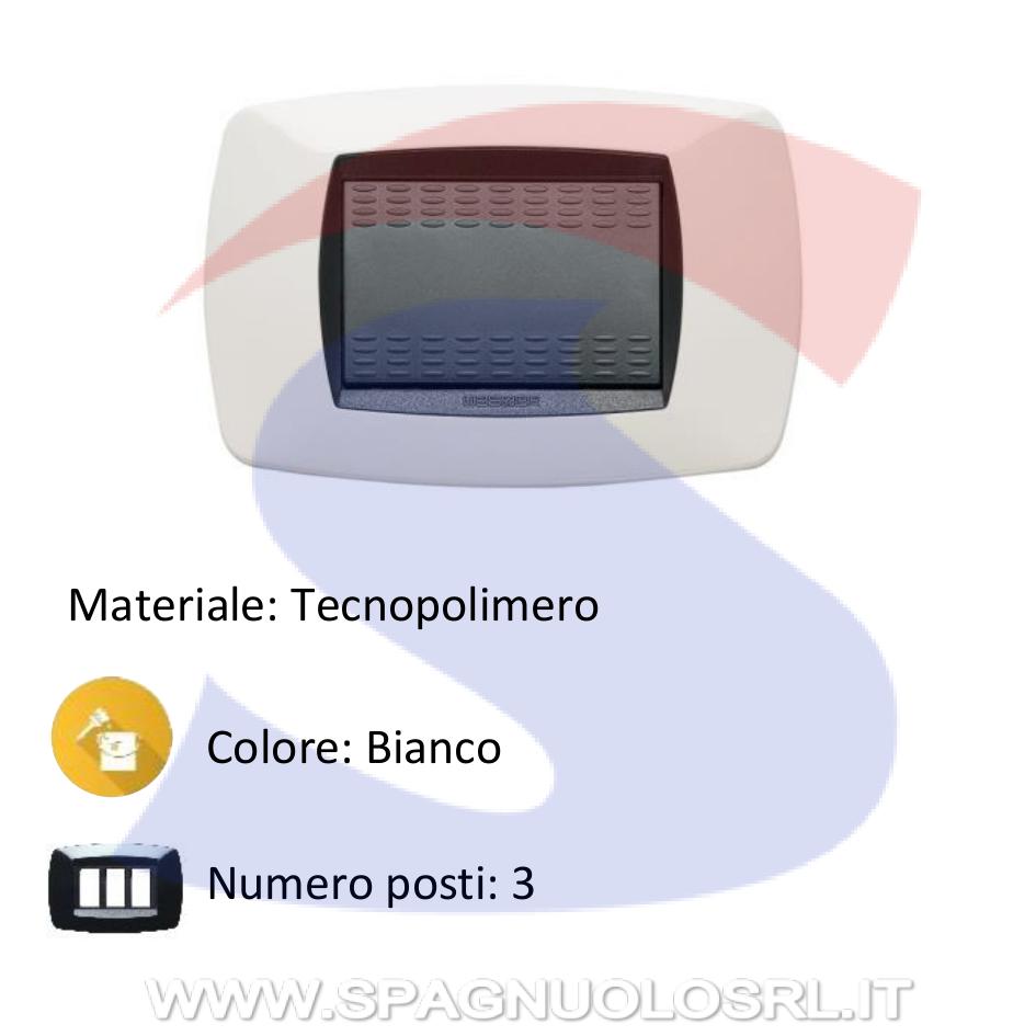 Placca rettangolare 3 posti di colore Bianco serie Modo - MASTER 39TC103
