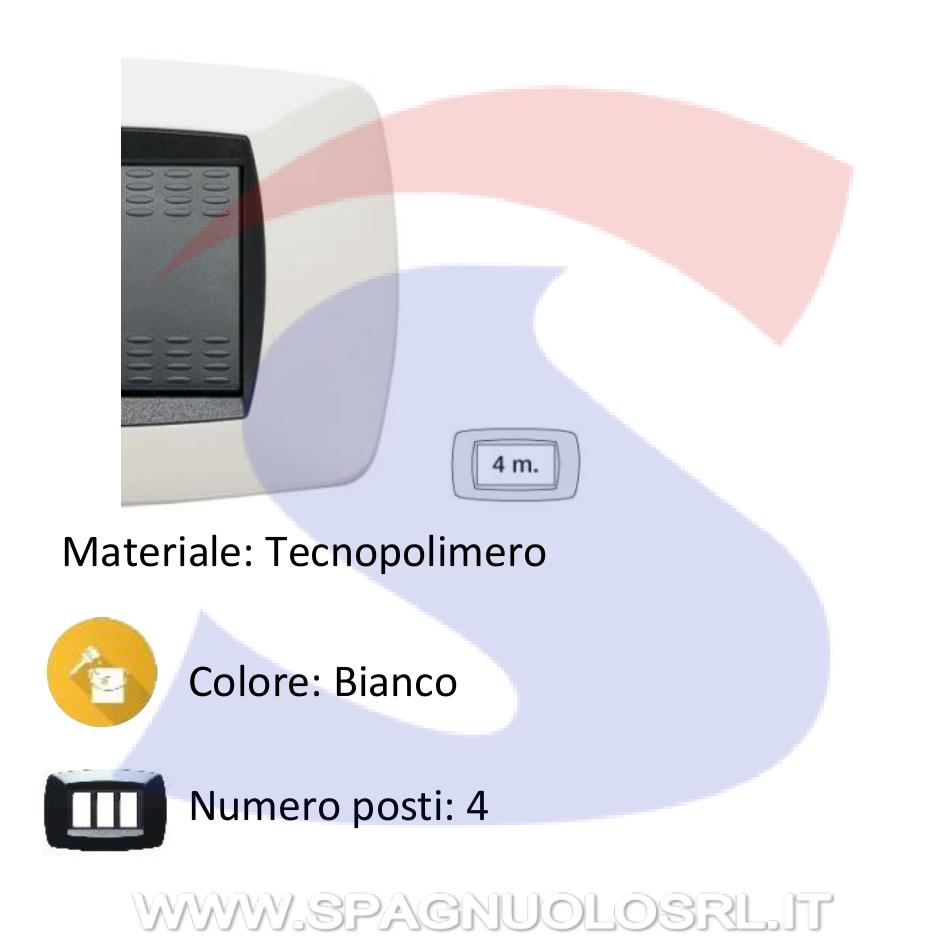 Placca rettangolare 4 posti di colore Bianco serie Modo - MASTER 39TC104