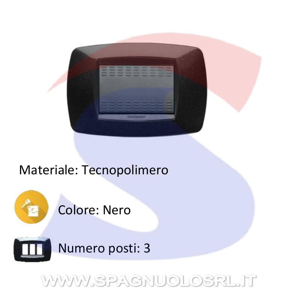 Placca rettangolare 3 posti di colore Nero serie Modo - MASTER 39TC203