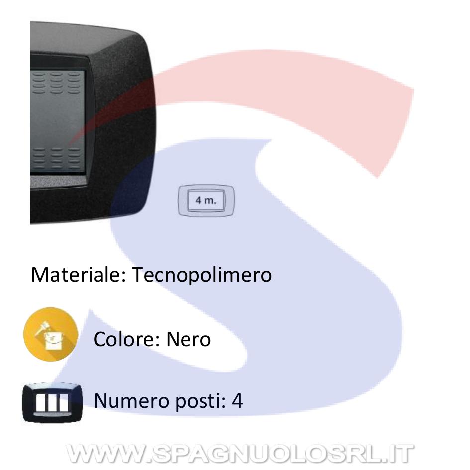Placca rettangolare 4 posti di colore Nero serie Modo - MASTER 39TC204