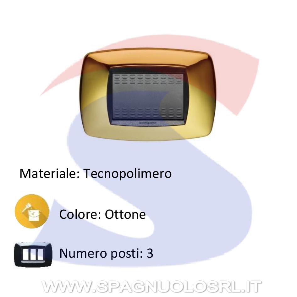 Placca rettangolare 3 posti di colore Ottone serie Modo - MASTER 39TC213