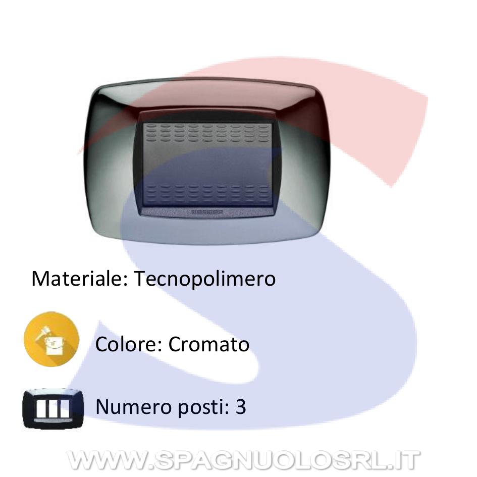 Placca rettangolare 3 posti di colore Argento serie Modo - MASTER 39TC223