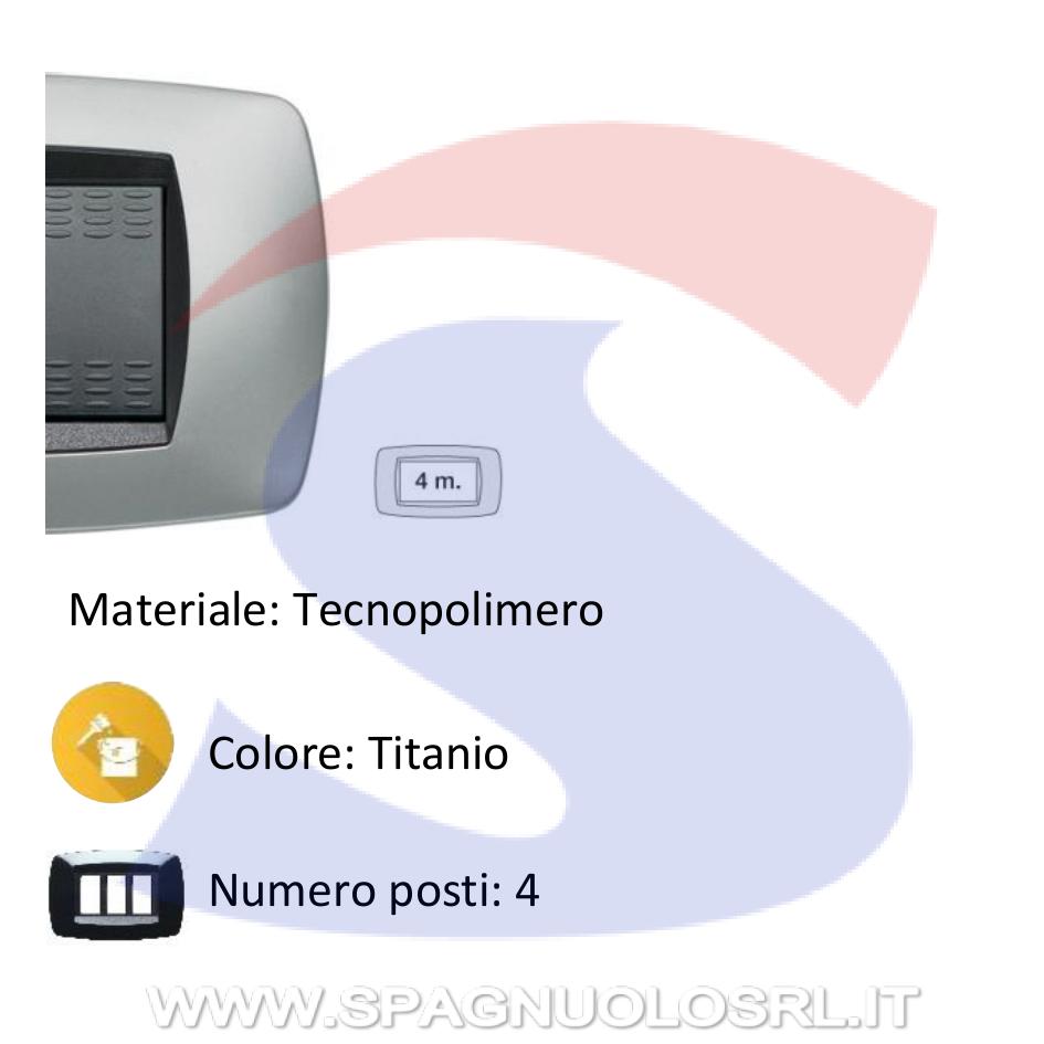 Placca rettangolare 4 posti color Titanio serie Modo - MASTER 39TC254