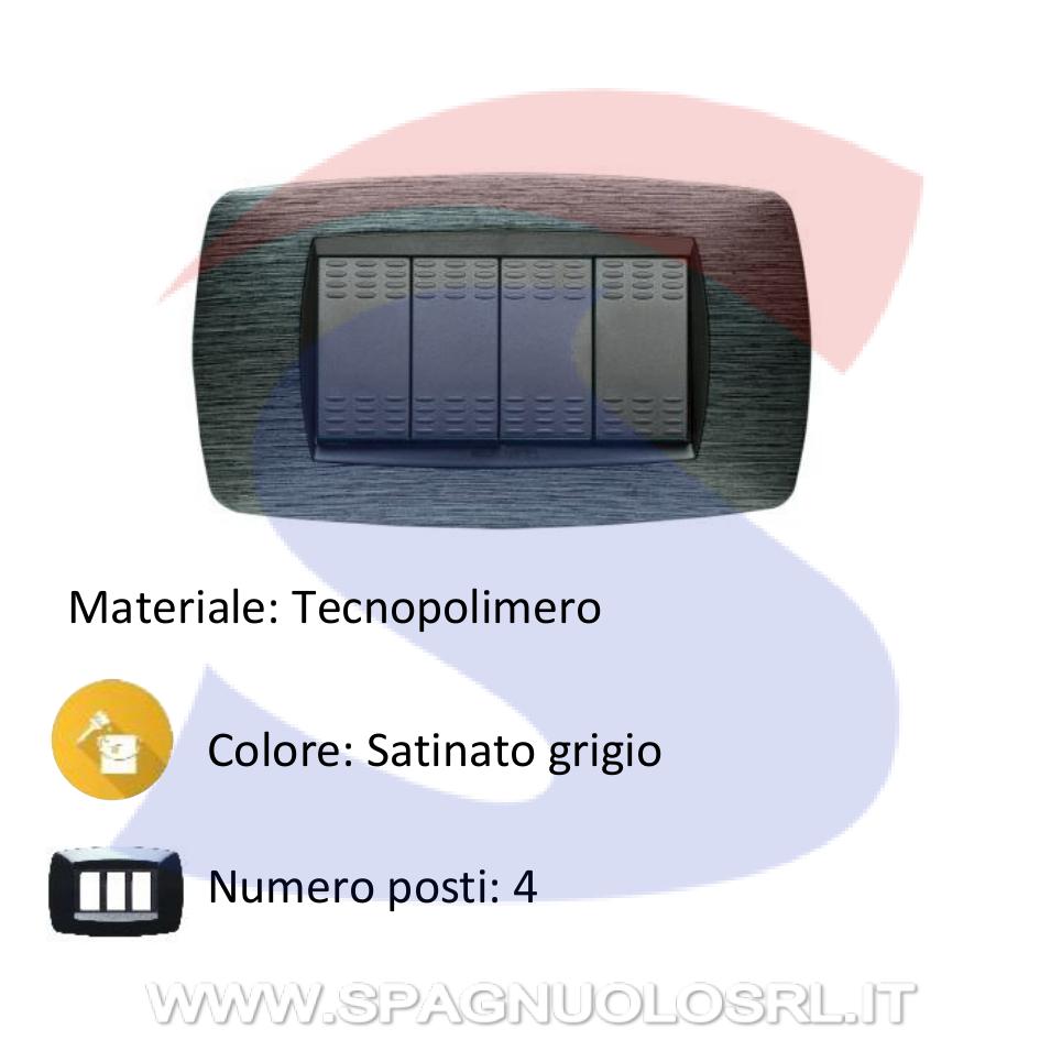 Placca rettangolare 4 posti color Grigio satinato serie Modo - MASTER 39TC514