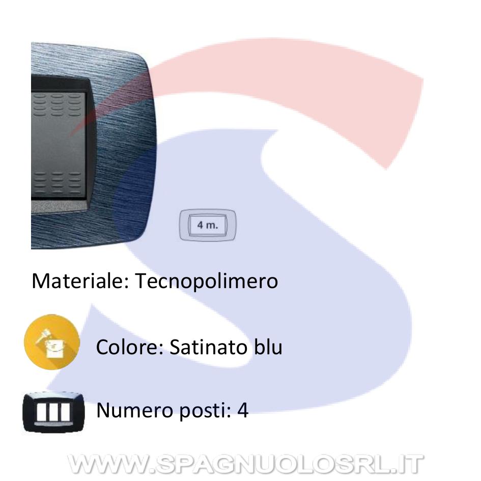 Placca rettangolare 4 posti color Blu satinato serie Modo - MASTER 39TC524