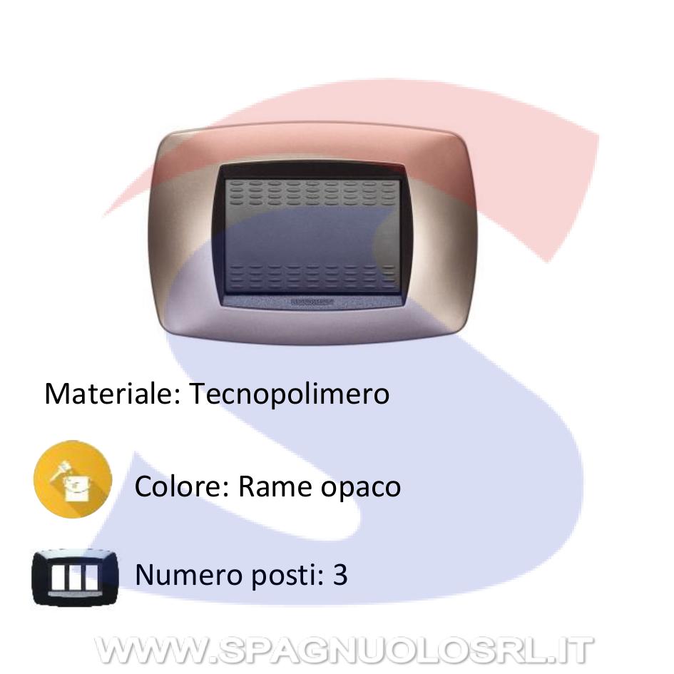 Placca rettangolare 3 posti color Rame opaco serie Modo - MASTER 39TC543