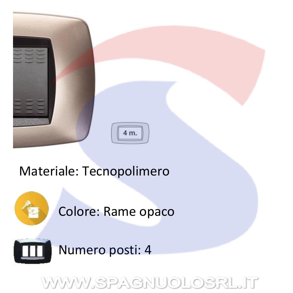 Placca rettangolare 4 posti color Rame opaco serie Modo - MASTER 39TC544