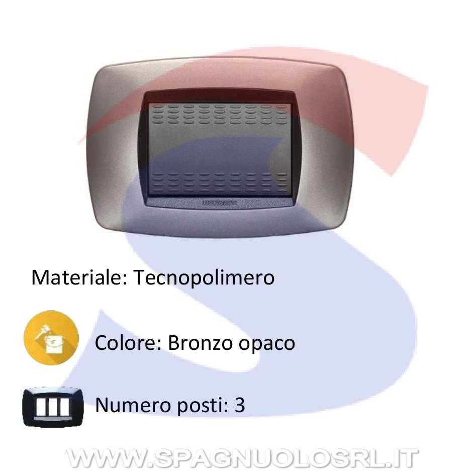 Placca rettangolare 3 posti color Bronzo opaco serie Modo - MASTER 39TC553