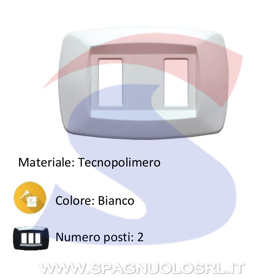 Placca rettangolare 2 posti di colore Bianco serie Modi' - MASTER MD102
