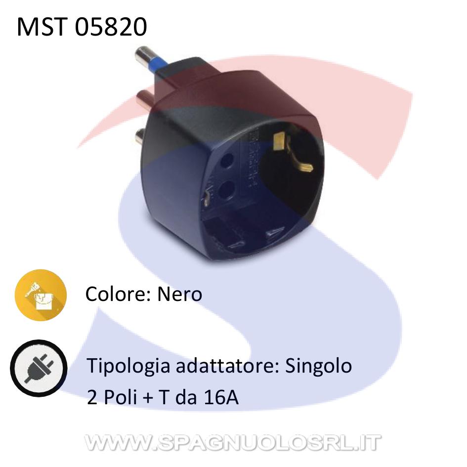 Adattatore Singolo Master 2 Poli + T 16 A, Nero - MASTER 05820