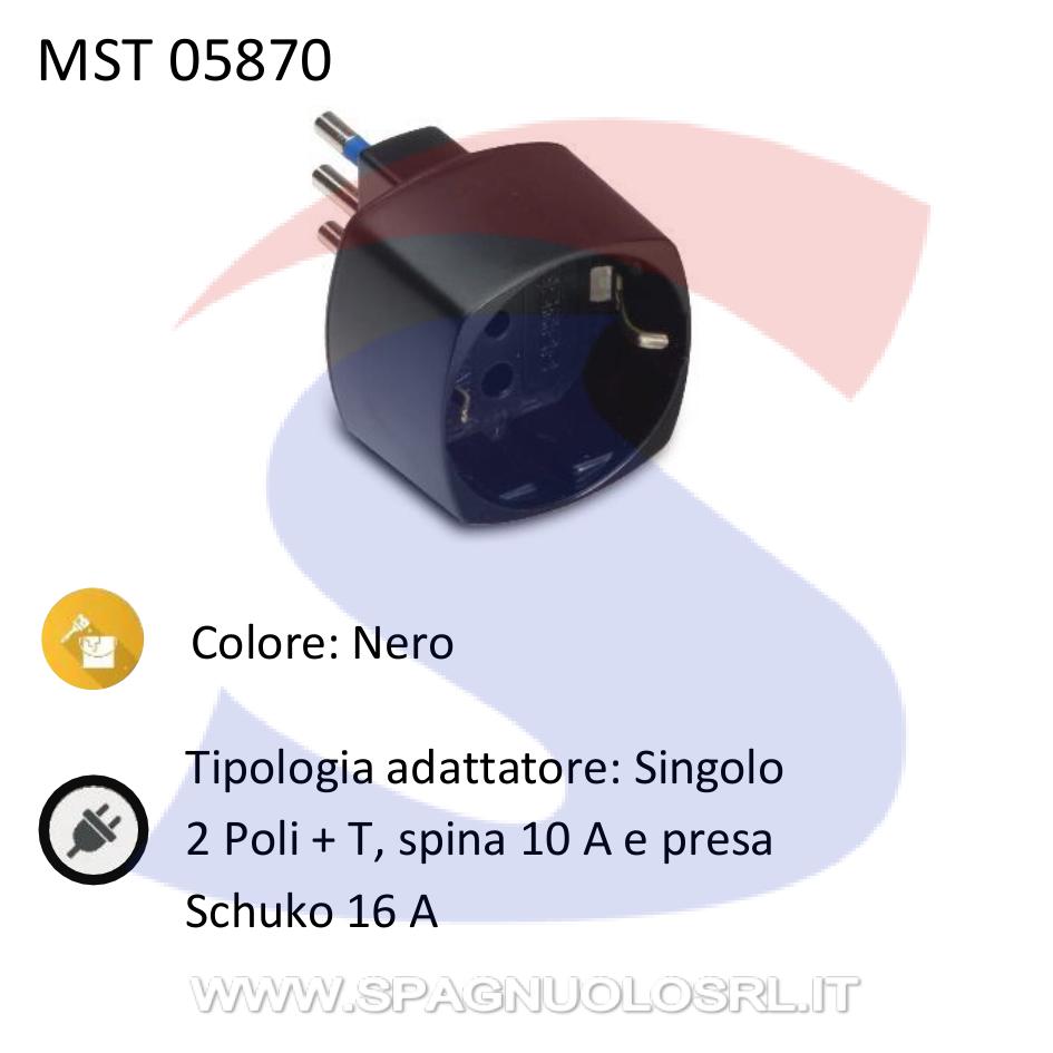 Adattatore Singolo Master 2 Poli + T 10 A, Nero - MASTER 05870