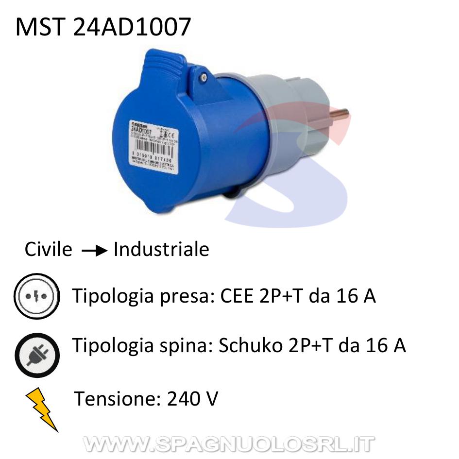 Adattatore industriale Spina Schuko S30 e presa CEE 2P+T 16A - MASTER 24AD1007
