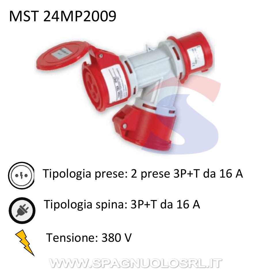 Moltiplicatore industriale Spina 3P+T e 2 prese 3P+T 16A - MASTER 24MP2009