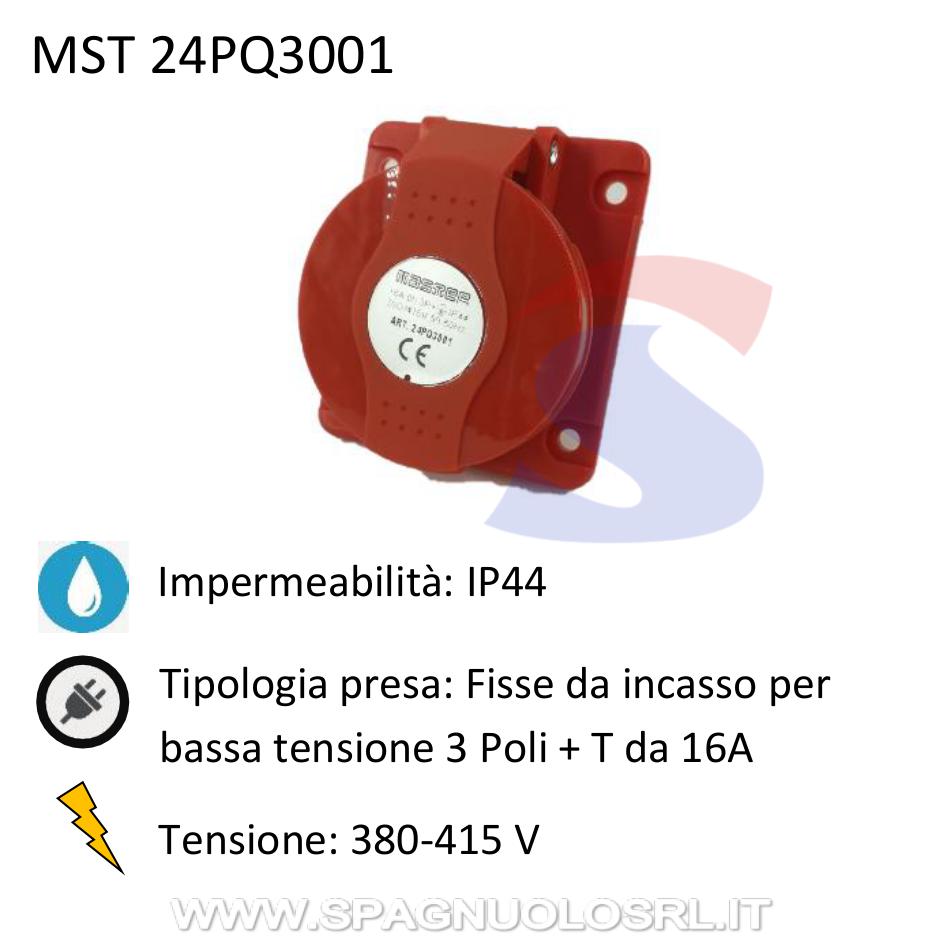 Presa fissa da incasso 3P+T da 16A 380-415 V, Rosso - MASTER 24PQ3001