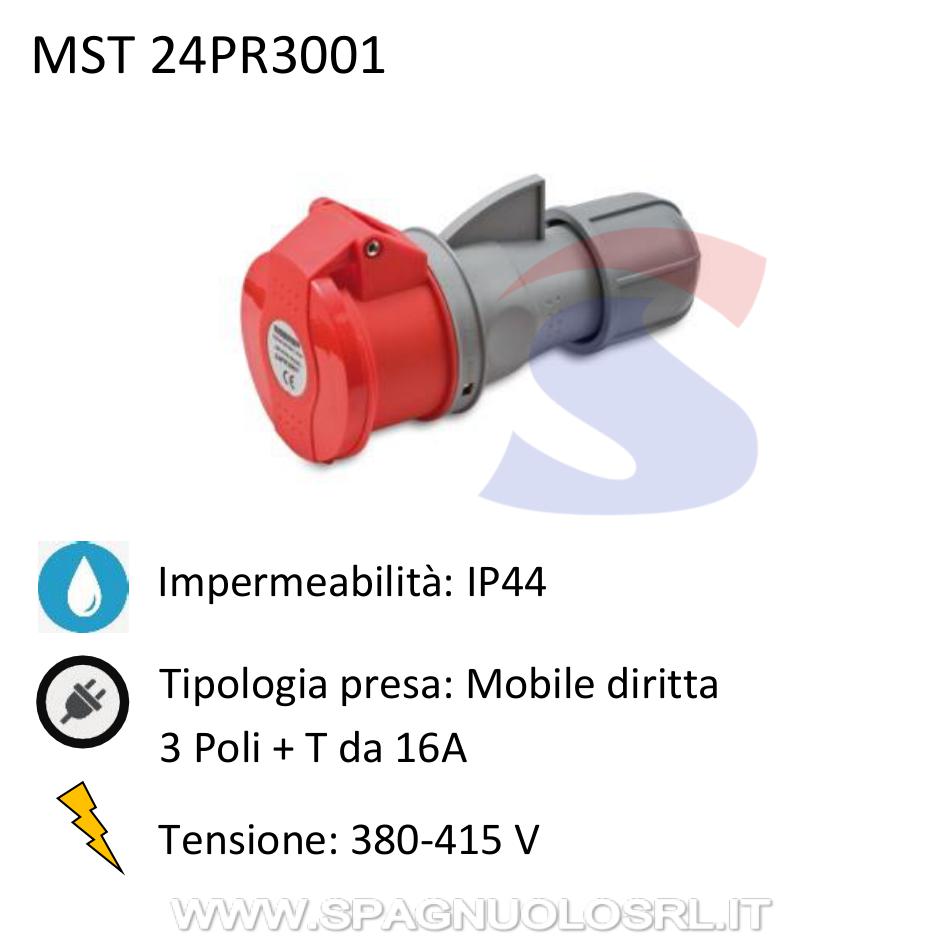 Presa mobile diritta 3P+T da 16A 380-415 V, Rosso - MASTER 24PR3001