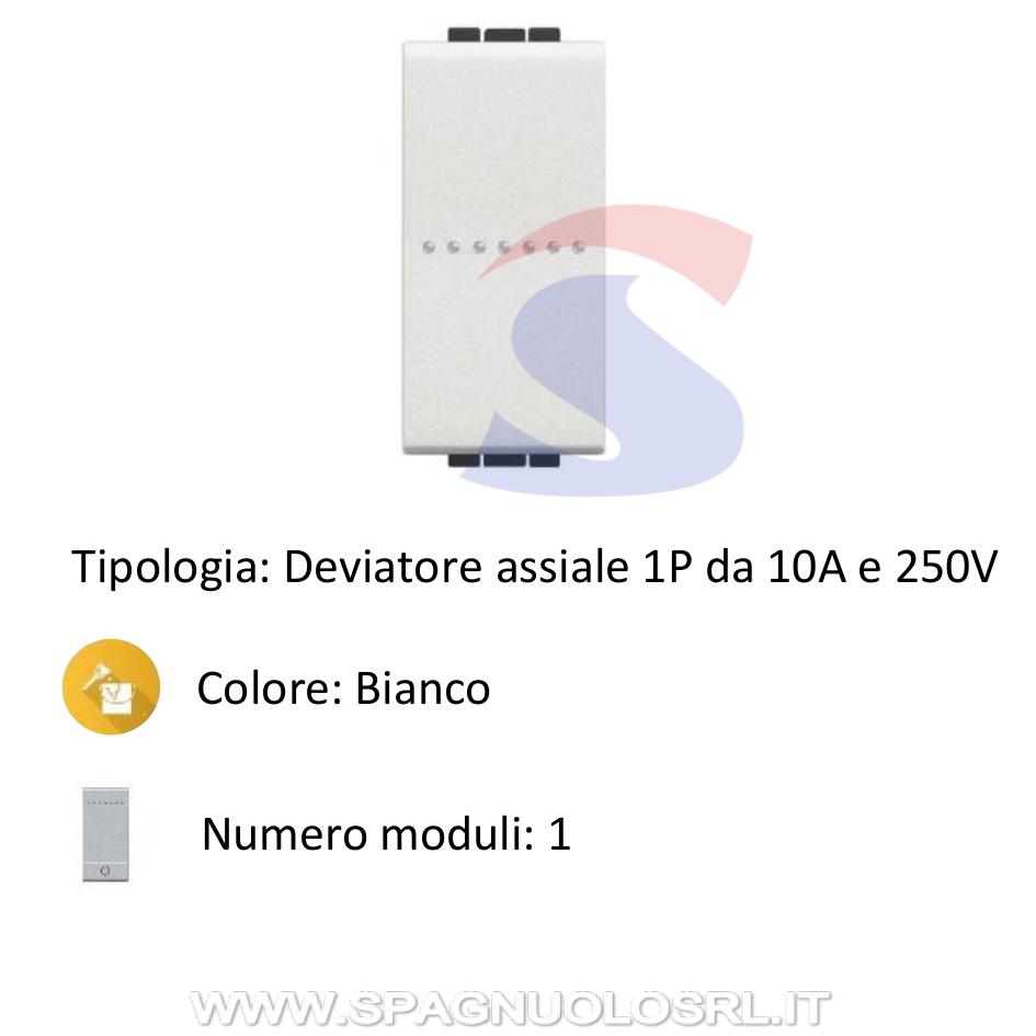 Deviatore assiale serie "LIVING LIGHT" 10 A, 250 V Bianco - BTICINO N4053N
