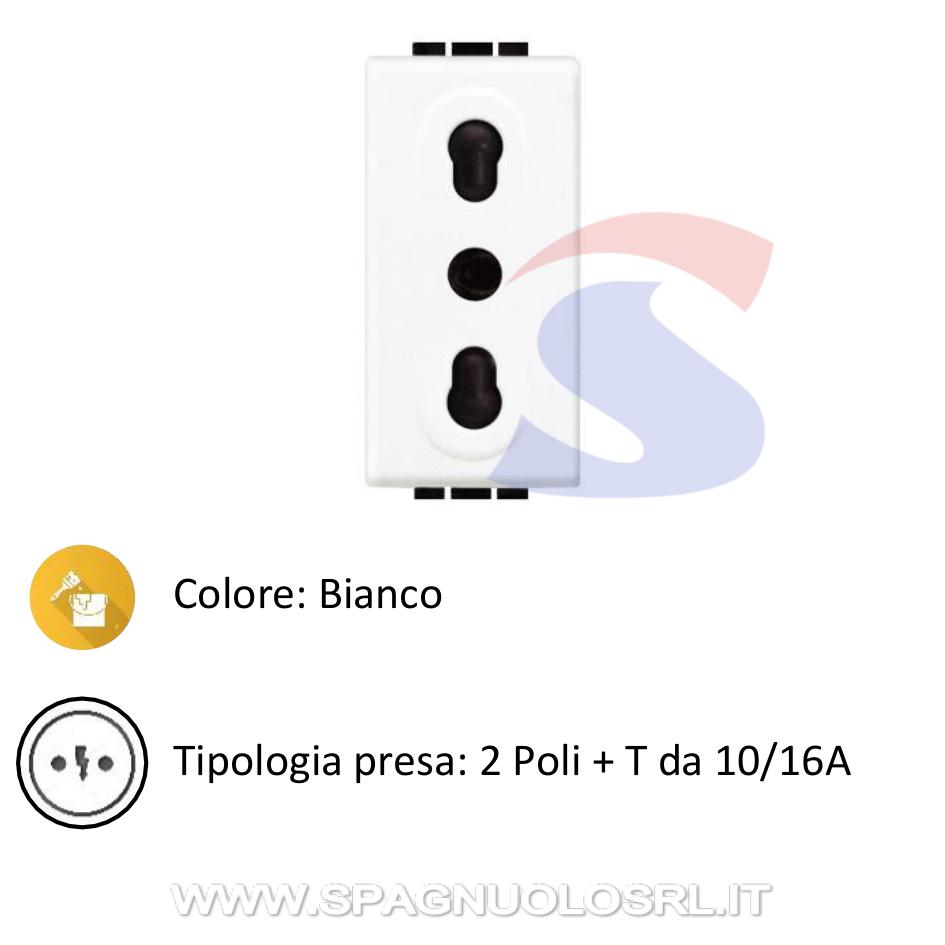 Presa bivalente "LivingLight" 2P+T da 10/16 A, Bianco - BTICINO N4180