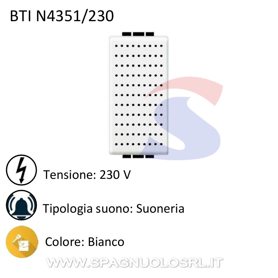 Suoneria serie "LivingLight" 230 V, Bianco - BTICINO N4351/230