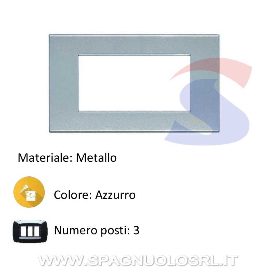 Placca 3 posti colore Azzurro serie Livinglight - BTICINO N4803AN
