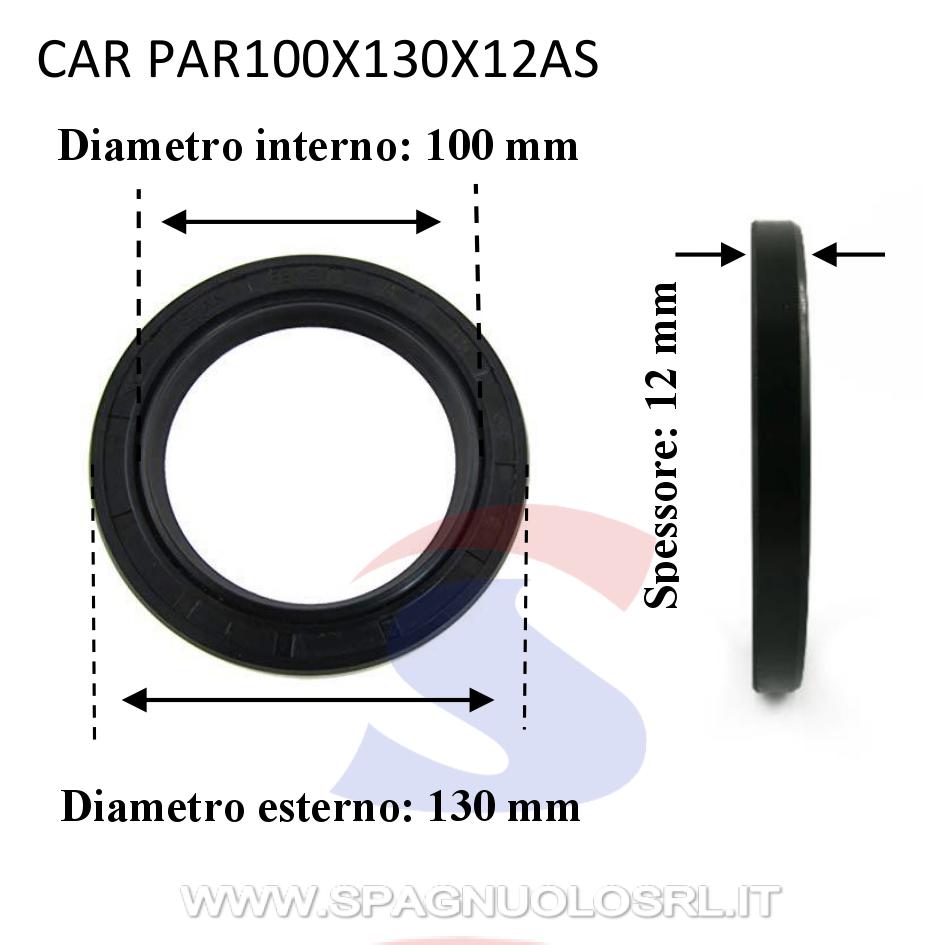 Paraolio con doppio bordo in NBR70 100 x 130 x 12 mm - CAR PAR100X130X12AS