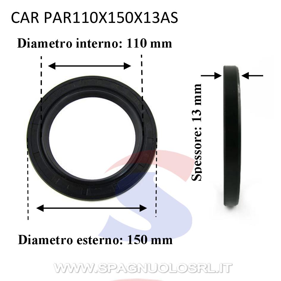 Paraolio con doppio bordo in NBR70 110 x 150 x 13 mm - CAR PAR110X150X13AS