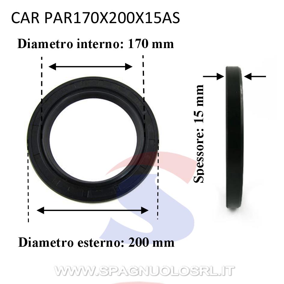 Paraolio con doppio bordo in NBR70 170 x 200 x 15 mm - CAR PAR170X200X15AS