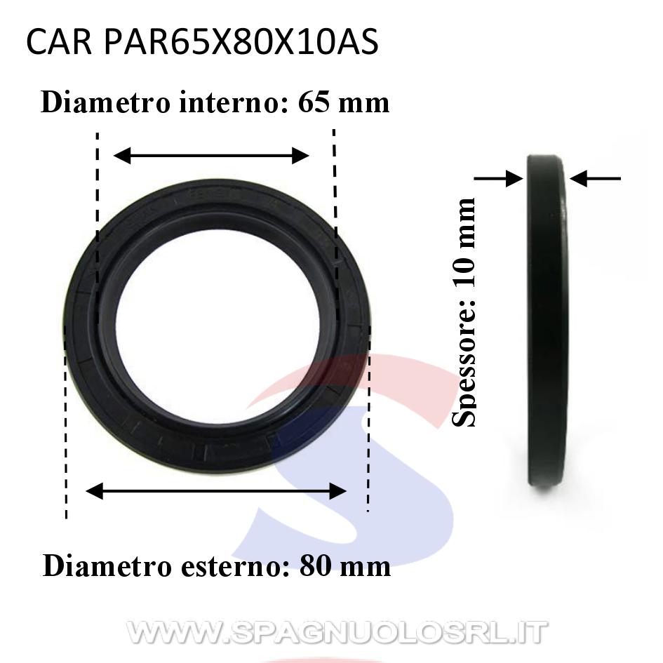 Paraolio con doppio bordo in NBR70 65 x 80 x 10 mm - CAR PAR65X80X10AS
