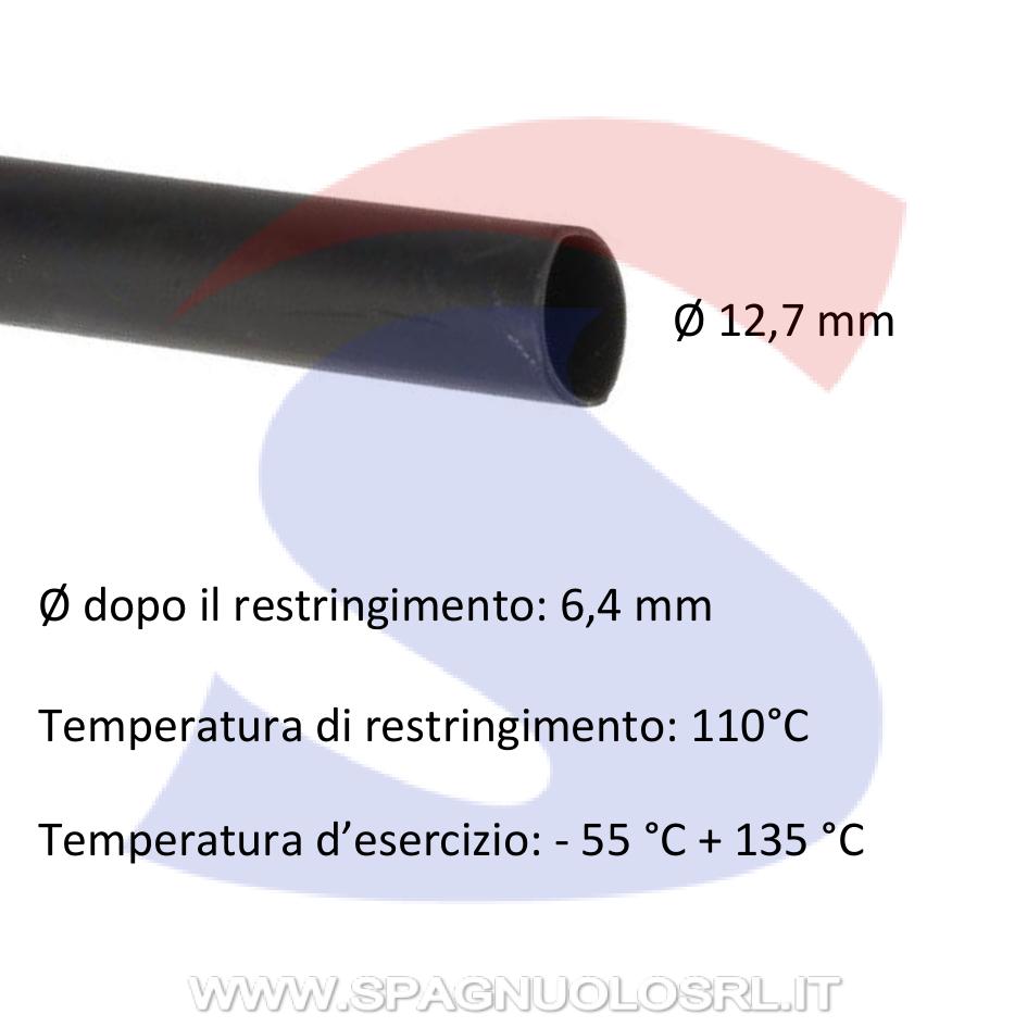 Guaina termorestringente Ø 12,7 mm in poliolefina Nera - BMM SNB127