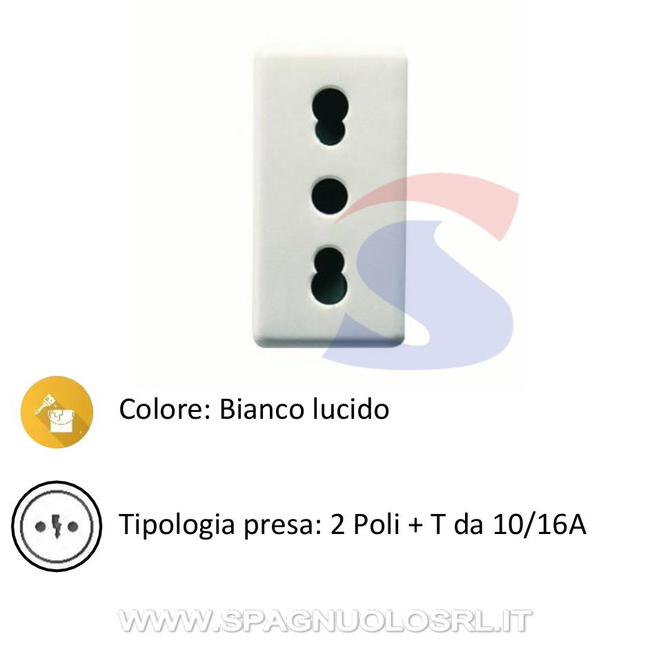 Presa bivalente serie "System" 2P+T da 10/16 A, Bianco - GEWISS GW20203