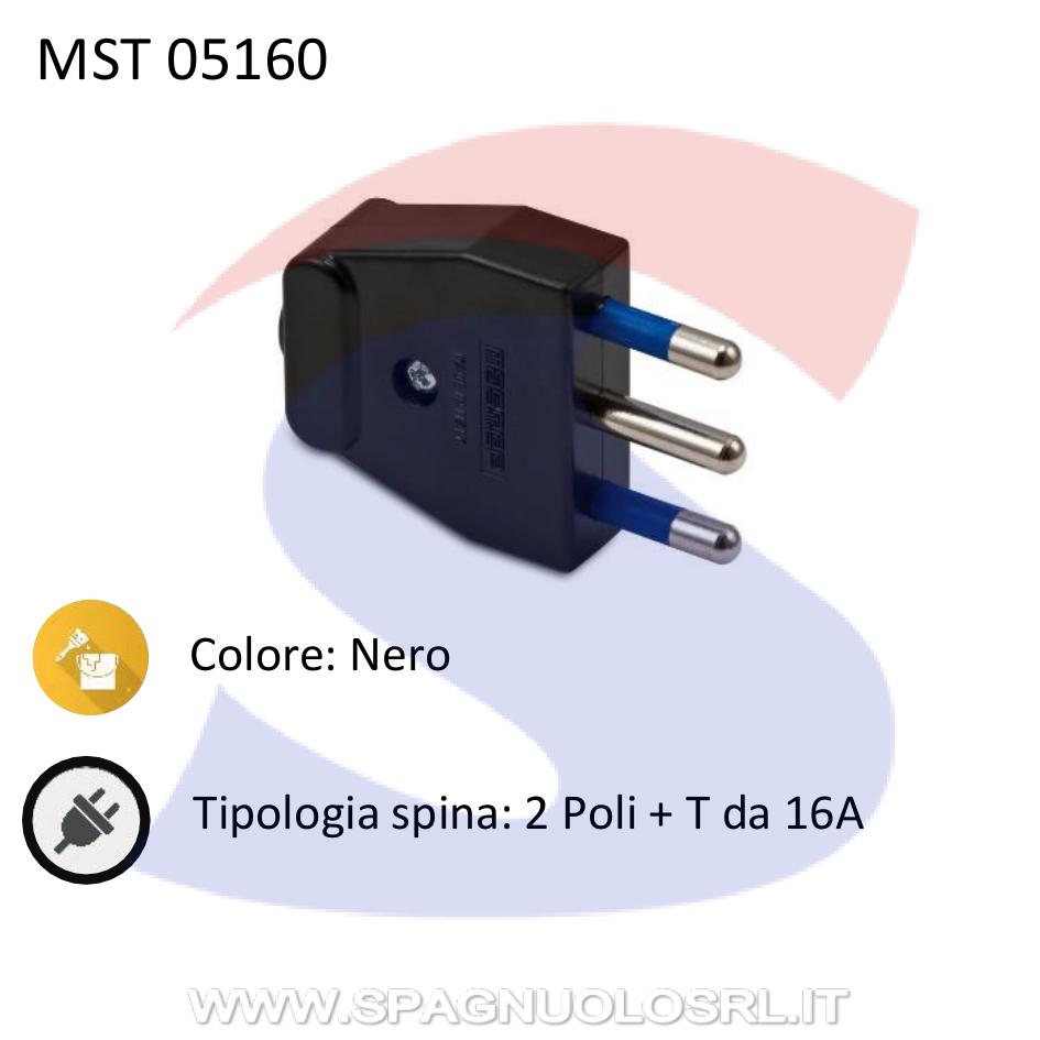 Spina mobile 2 poli + T S17 da 16 A, Nera - MASTER 05160
