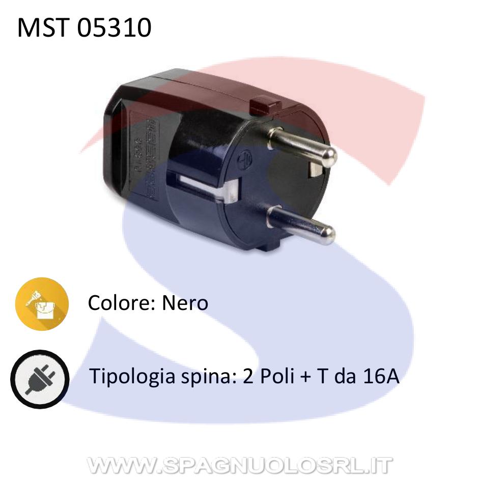 Spina Schuko 2 poli + T S30 da 16 A, Nera - MASTER 05310