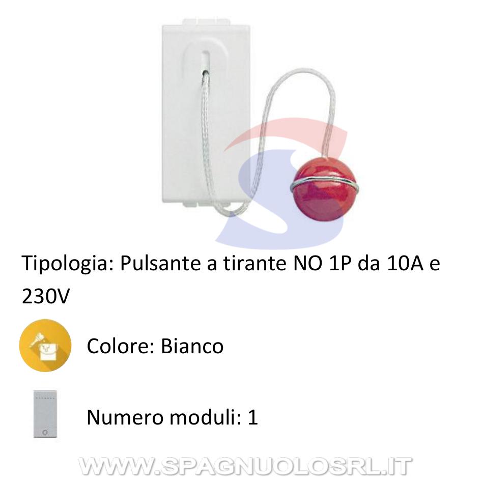 Pulsante a tirante "LIVING LIGHT" NO 1P 10A 230V, Bianco - BTICINO N4033