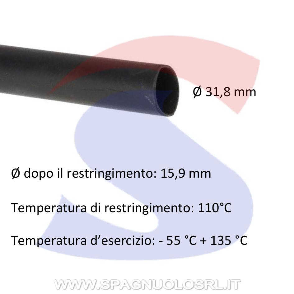 Guaina termorestringente Ø 31,8 mm in poliolefina Nera - BMM SNS318