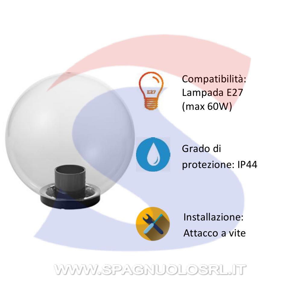 Portalampada da Giardino da muro attacco E27 - MARECO 1080201T