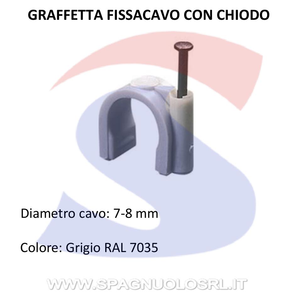 Graffetta con chiodo per cavo Ø 7-8 mm Grigio RAL7035 - GEWISS GW50612