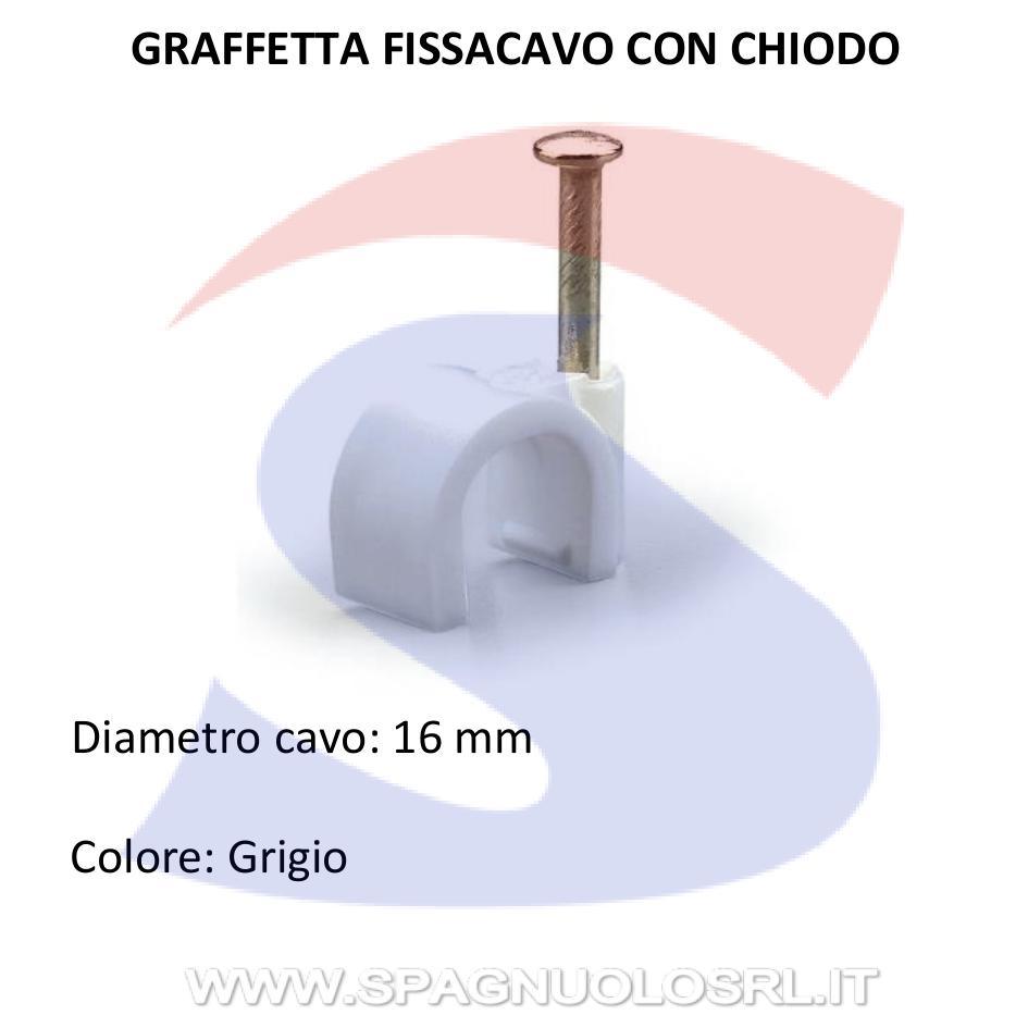 Graffetta con chiodo per cavo Ø 16 mm Grigia - FAEG 25816