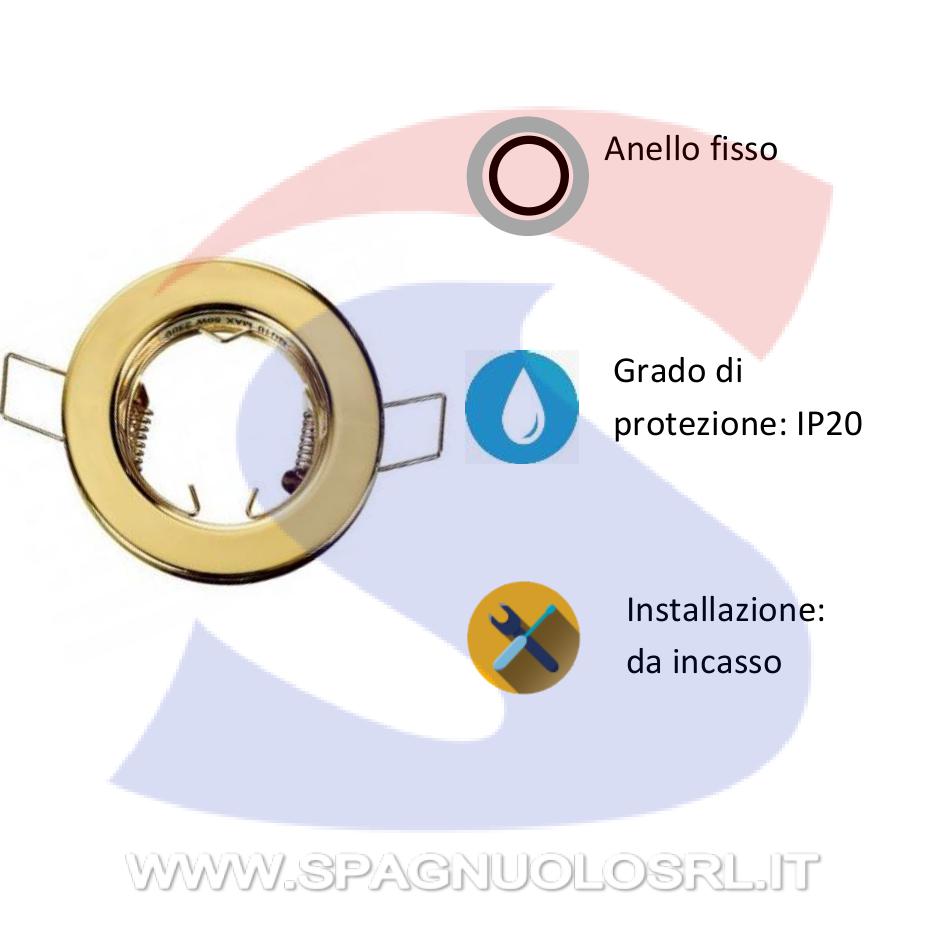 Portafaretto GU10 Fisso Rotondo da Incasso in metallo - NOBILE 4111/H/GD